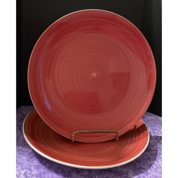 Graydon Hall Red Swirl Dinner Plate Plates 10 1/2 Inch Set Of 2 Replacement - Picture 1 of 3
